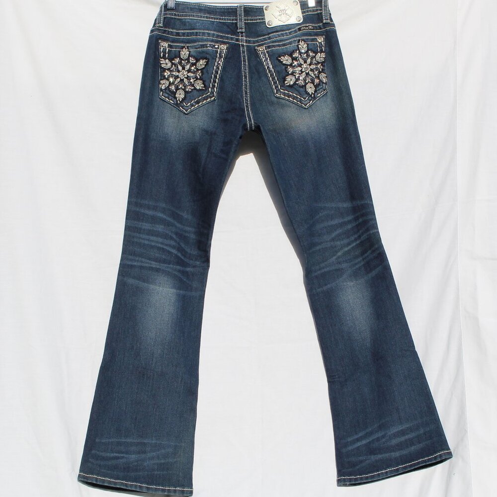 NWT RARE MISS ME SIGNATURE BOOT RHINESTONE LEATHER EMBROIDERED POCKETS SIZE32/34 - Picture 8 of 14
